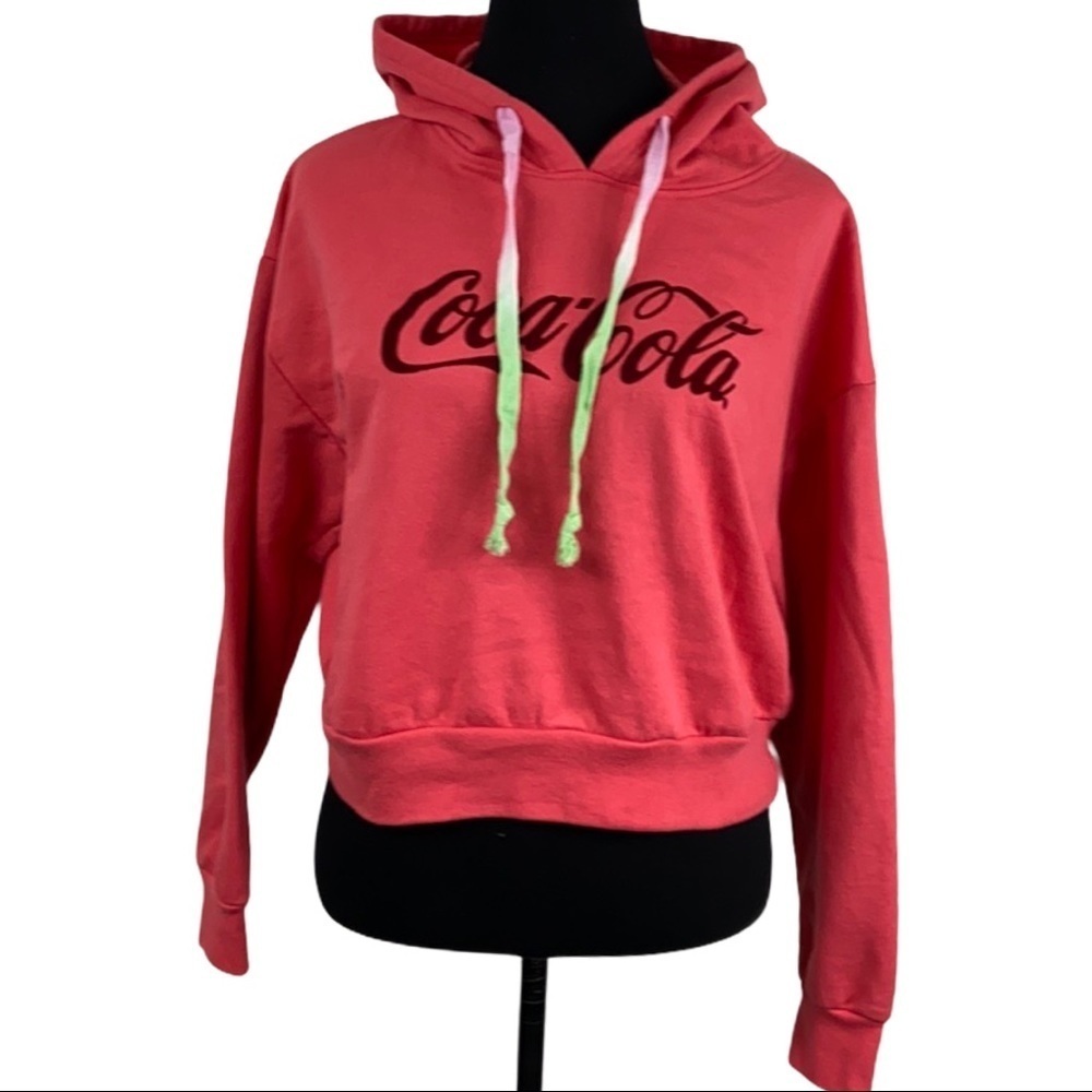 ❤️COCA COLA CROPPED SWEATSHIRT HOODIE ~ L